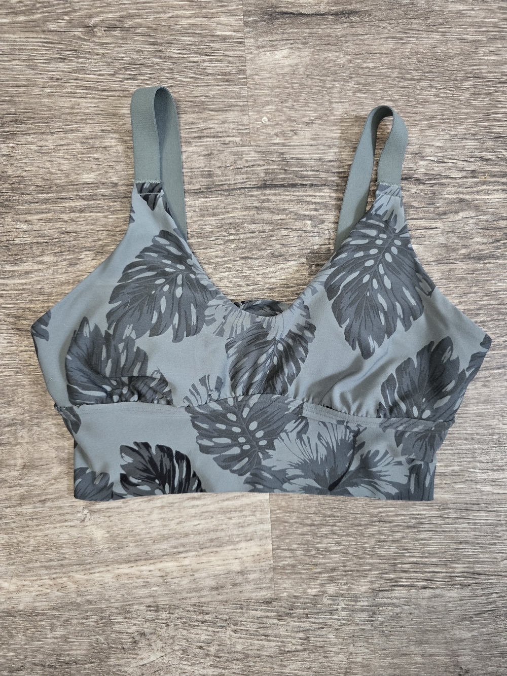 aerie Green Leaf-Print Sports Bralette